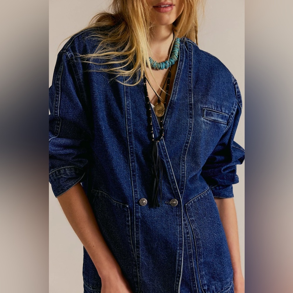 Free People Dark Indigo Denim Jacket - Picture 4 of 10